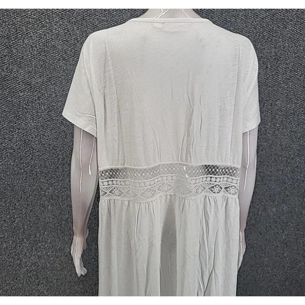 Belle Beach by Kim Gravel  Knit Tie Front Cover Up White XL/1X Bikini/Swim/Beach